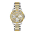 Guess Frontier Chronograph Crystals Gold Dial Two Tone Steel Strap Watch For Women - W1156L5