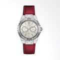 Guess Limelight Quartz Diamonds White Dial Red Leather Strap Watch For Women - W0775L11
