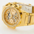 Guess Fusion Chronograph Gold Dial Gold Steel Strap Watch for Women - GW0552L2