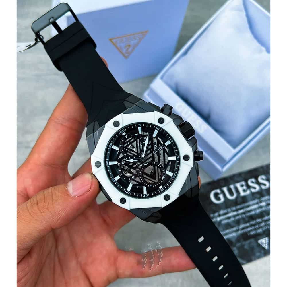 Guess Formula Chronograph Black Dial Black Silicone Strap Watch For Men - GW0579G1