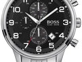 Hugo Boss Aeroliner Chronograph Black Dial Silver Steel Strap Watch For Men - 1512446