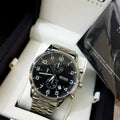 Hugo Boss Aeroliner Chronograph Black Dial Silver Steel Strap Watch For Men - 1512446