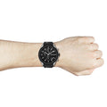 Hugo Boss Velocity Black Dial Black Leather Strap Watch for Men - 1513716