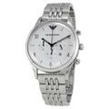 Emporio Armani Classic Chronograph Silver Dial Silver Steel Strap Watch For Men - AR1879