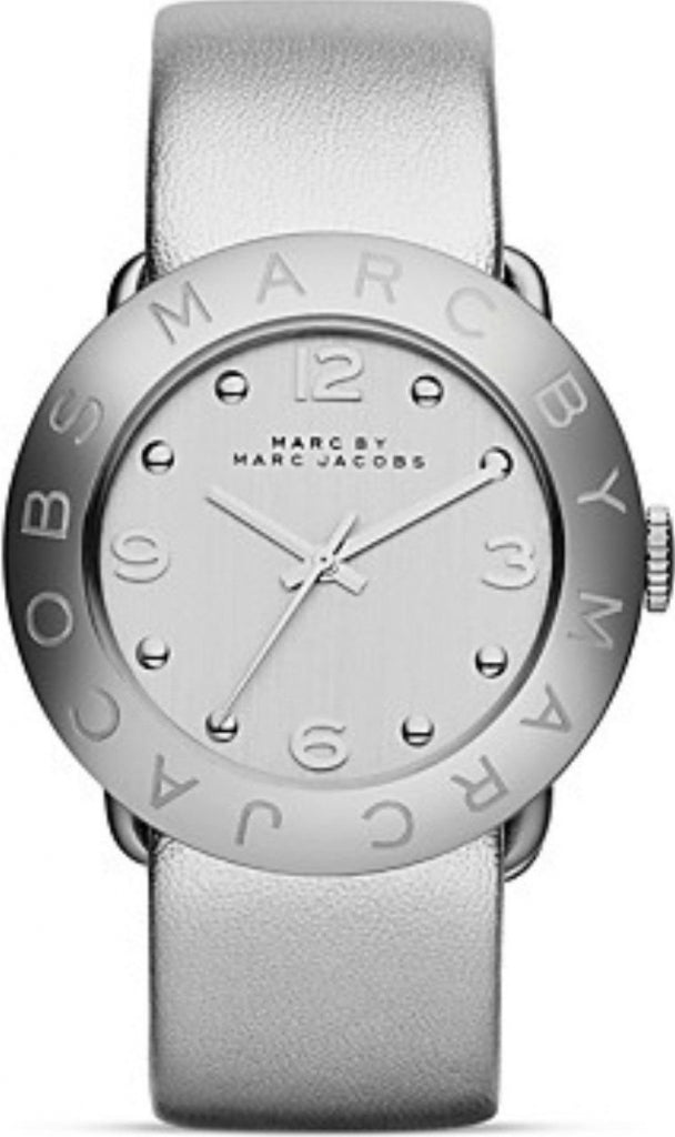 Marc Jacobs Amy Silver Dial Silver Leather Strap Watch for Women - MBM8626