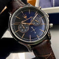 Maserati Epoca Chronograph Blue Dial Brown Leather Strap Watch For Men - R8871618014