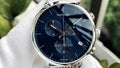 Calvin Klein High Noon Chronograph Blue Dial Silver Mesh Bracelet Watch for Men - K8M2712N