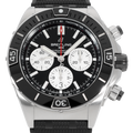 Breitling Super Chronomat B01 44 Black Dial Black Rubber Strap Watch for Men - AB0136251B1S1