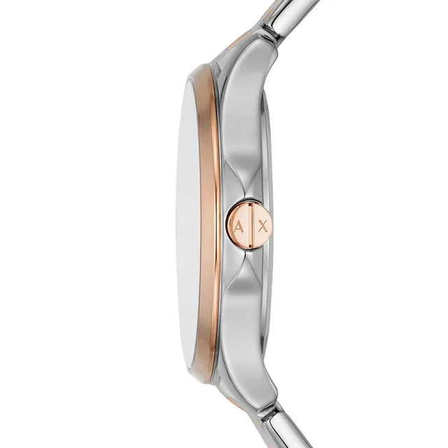 Fossil Townsman Automatic Skeleton White Dial Two Tone Steel Strap Watch for Men - ME3075