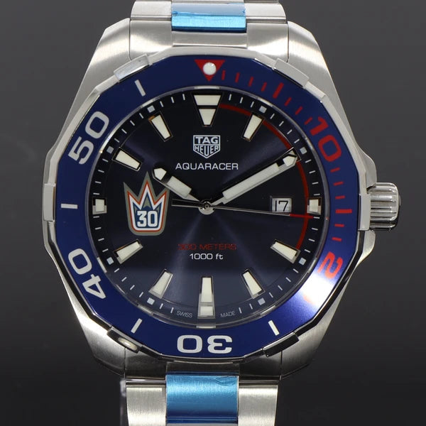 Tag Heuer Aquaracer Henrik Lundqvist Special Edition Blue Dial Silver Steel Strap Watch for Men - WAY101J.BA0746