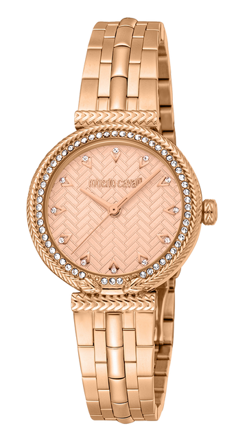 Just Cavalli Chiarezza Snake Core Rose Gold Dial Rose Gold Steel Strap Watch for Women - RC5L078M0045