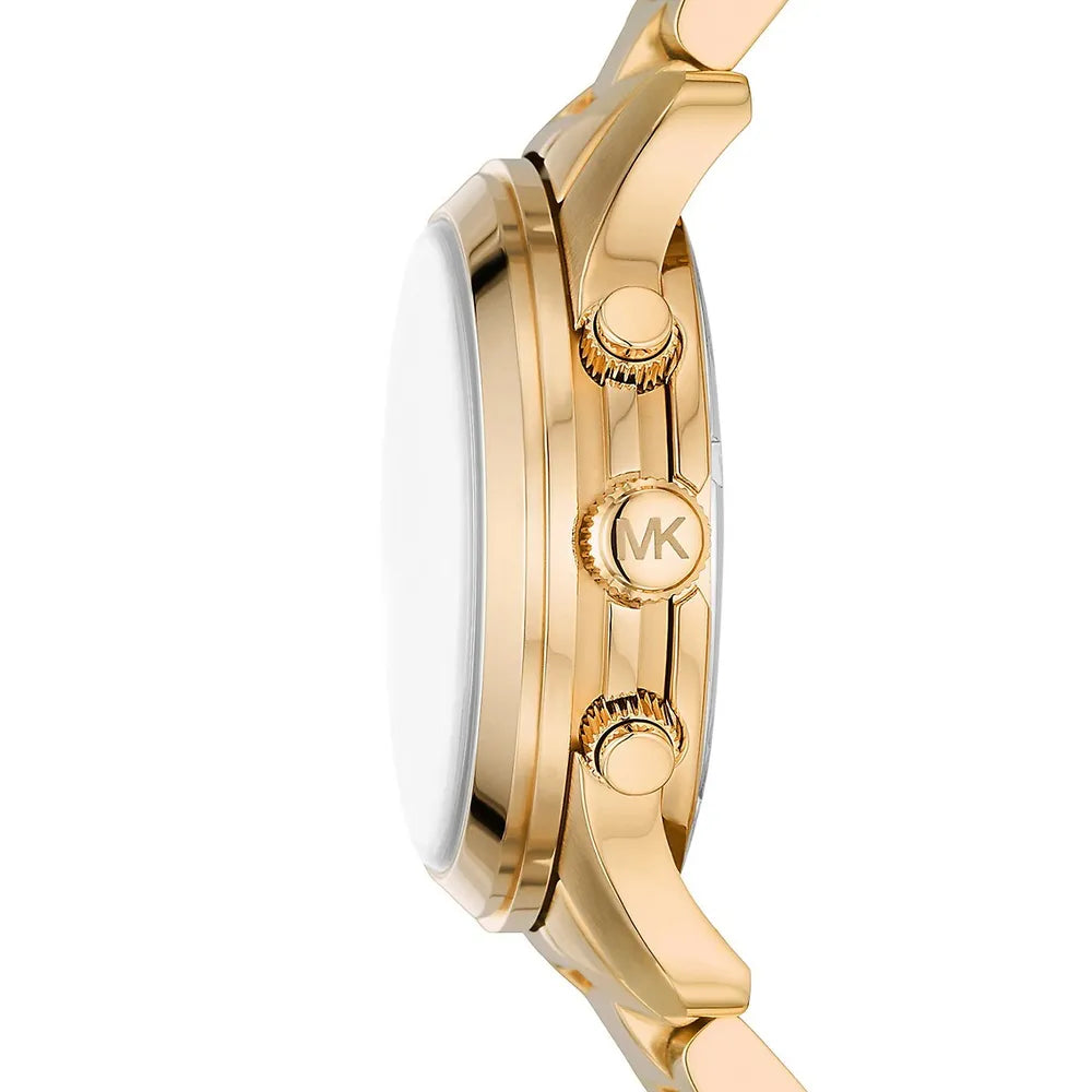 Michael Kors Runway Chronograph Blue Dial Gold Steel Strap Watch For Women - MK7353