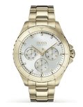 Hugo Boss Premiere White Dial Gold Steel Strap Watch for Women - 1502445