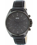 Hugo Boss Driver Chronograph Black Dial Black Leather Strap Watch For Men - HB1513061