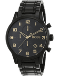 Hugo Boss Aeroliner Black Dial Black Steel Strap Watch for Men - 1513275
