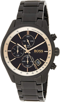 Hugo Boss Grand Prix Black Dial Black Steel Strap Watch for Men - 1513578