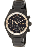 Hugo Boss Grand Prix Black Dial Black Steel Strap Watch for Men - 1513578