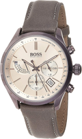 Hugo Boss Grand Prix White Dial Grey Leather Strap Watch for Men - 1513633