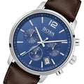 Hugo Boss Attitude Blue Dial Brown Leather Strap Watch for Men - 1513606