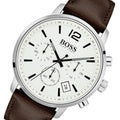 Hugo Boss Attitude White Dial Brown Leather Strap Watch for Men - 1513609