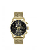 Hugo Boss Skymaster Black Dial Gold Mesh Bracelet Watch for Men - 1513838