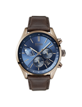 Hugo Boss Grand Prix Blue Dial Brown Leather Strap Watch for Men - 1513604