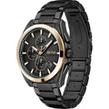 Hugo Boss Grand Prix Black Dial Black Steel Strap Watch for Men - 1513578