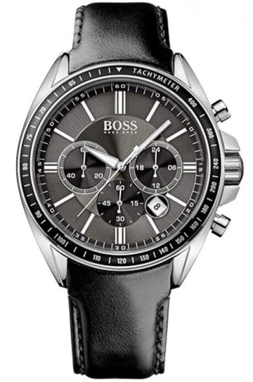 Hugo Boss Contemporary Sport Driver Black Dial Black Leather Strap Watch for Men - 1513085