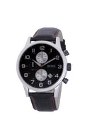 Hugo Boss Aeroliner Black Dial Black Leather Strap Watch for Men - 1512631