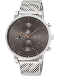 Hugo Boss Integrity Grey Dial Silver Mesh Bracelet Watch for Men - 1513807