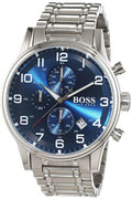 Hugo Boss Aeroliner Blue Dial Silver Steel Strap Watch for Men - 1513183
