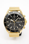 Hugo Boss Ocean Edition Black Dial Gold Mesh Bracelet Watch for Men - 1513703