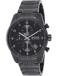 Hugo Boss Skymaster Chronograph Black Dial Black Steel Strap Watch for Men - 1513785