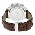 Hugo Boss Slim Chronograph White Dial Brown Leather Strap Watch For Men - 1513263