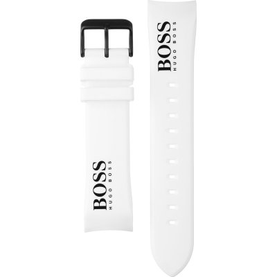 Hugo Boss Velocity Chronograph Black Dial White Rubber Strap Watch for Men - 1513718