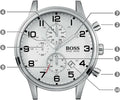 Hugo Boss Aeroliner Chronograph White Dial Silver Steel Strap Watch For Men - 1512445