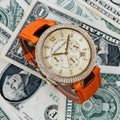 Michael Kors Parker Champagne Dial Orange Leather Strap Watch for Women - MK2279