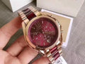 Michael Kors Bradshaw Burgundy Dial Two Tone Steel Strap Watch for Women - MK6270