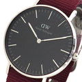 Daniel Wellington Classic Roselyn Black Dial Maroon Nylon Strap Watch For Women - DW00100274