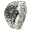 Emporio Armani Valente Black Dial Silver Steel Strap Watch For Men - AR0680