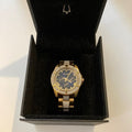 Bulova Crystal Collection Blue Dial Gold Steel Strap Watch for Men - 98C128