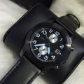 Marc Jacobs Larry Chronograph Black Dial Black Leather Strap Watch for Men - MBM5054