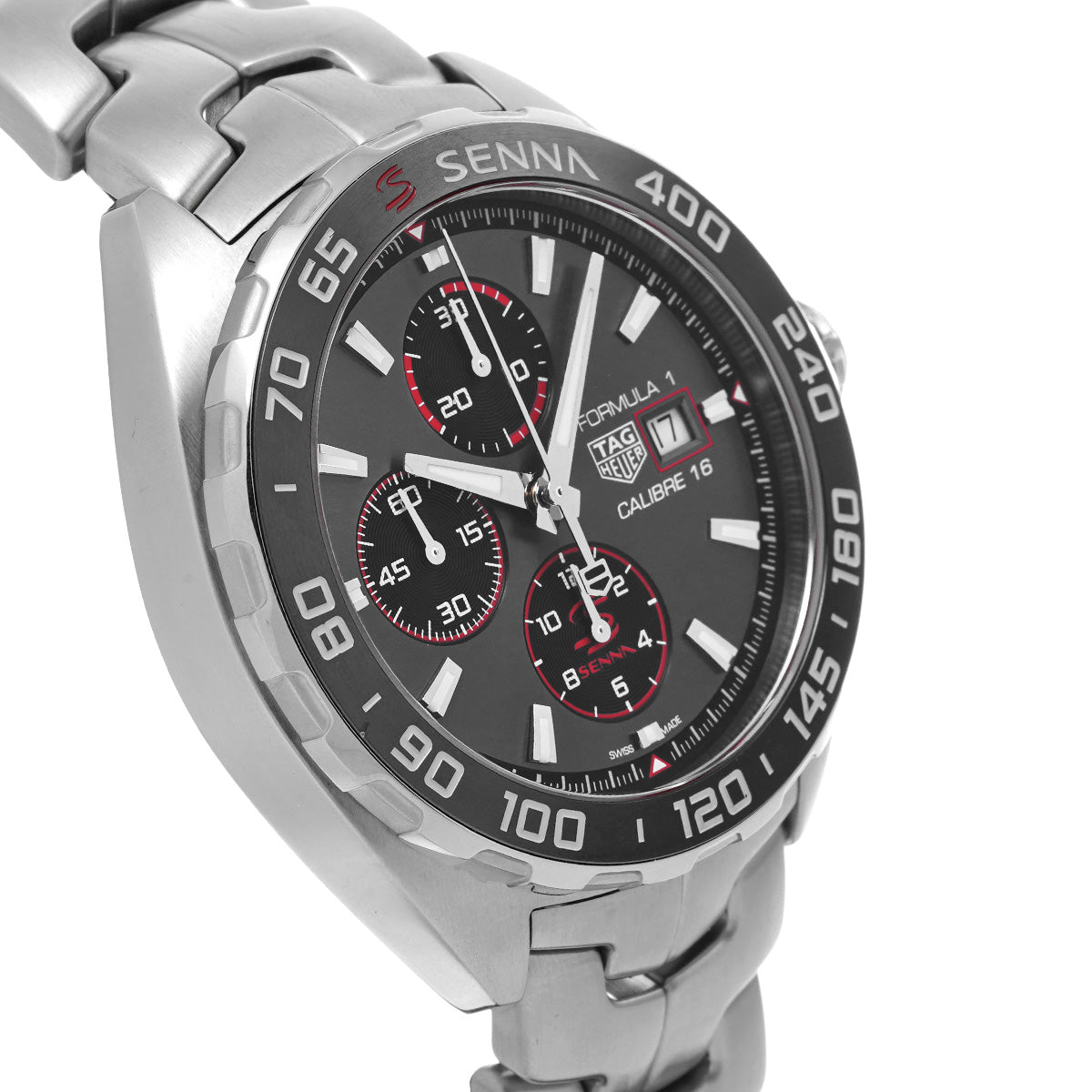 Tag Heuer Formula 1 Chronograph Senna Grey Dial Silver Steel Strap Watch for Men - CAZ201D.BA0633