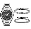Emporio Armani Valente Chronograph Quartz Black Dial Silver Steel Strap Watch For Men - AR11083