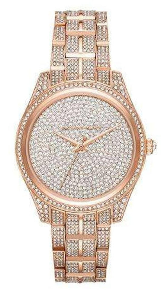 Michael Kors Lauryn Crystals Rose Gold Dial Rose Gold Steel Strap Watch For Women - MK3931