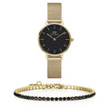 Daniel Wellington Classic Petite Evergold Black Dial Gold Mesh Bracelet Watch For Women - DW00100349