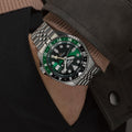 Seiko 5 Sports SKX GMT Automatic Green Dial Silver Steel Strap Watch For Men - SSK035K1