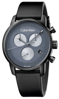 Calvin Klein City Chronograph Grey Dial Black Leather Strap Watch for Men - K2G177C3