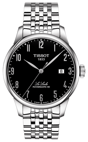 Tissot Le Locle Powermatic 80 Black Dial Silver Steel Strap Watch For Men - T006.407.11.052.00