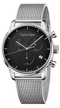 Calvin Klein City Chronograph Black Dial Silver Mesh Bracelet Watch for Men - K2G27121